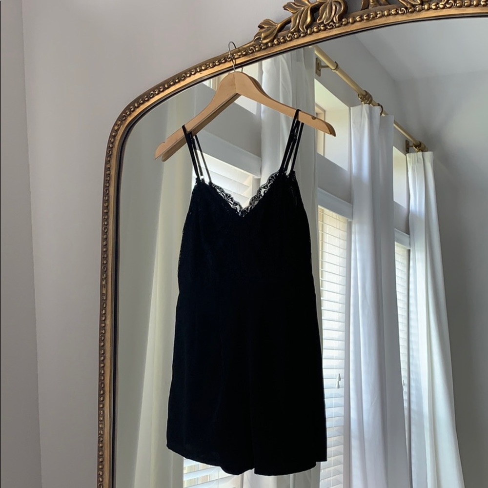 Forever 21 Black Spaghetti Strap Lace Romper
